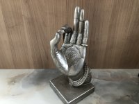J-Line Buddha Hand Figur Skulptur Mudra Herz H30 cm Antik Silber