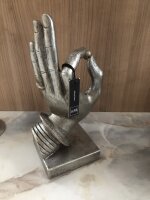 J-Line Buddha Hand Figur Skulptur Mudra Herz H30 cm Antik Silber