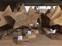 Teak Holz Skulptur Stern Designs Höhe ca.40cm  Figur Holz Natur Unikat