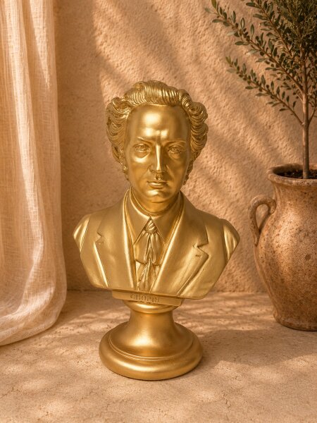 Frederic Chopin Büste Goldfarbig Komponist Musik Statue
