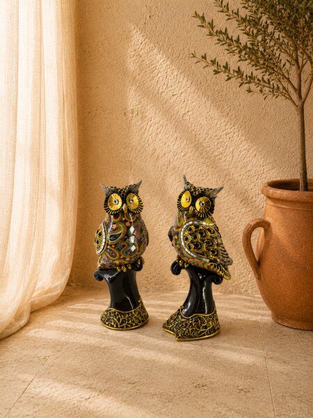 DSC Dekoratives Set Eule Figur Skulptur Eulen Owls je H26 cm TOP