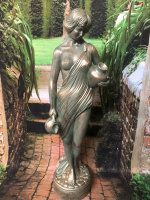 Figur  Grün Antik Gold H77cm Wasserträgerin Home Deko Skulptur Statue  0003-62