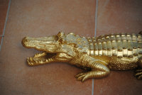 Krokodil Alligator 70cm Garten Gartenfigur Gold Gartenkrokodil Dekoration