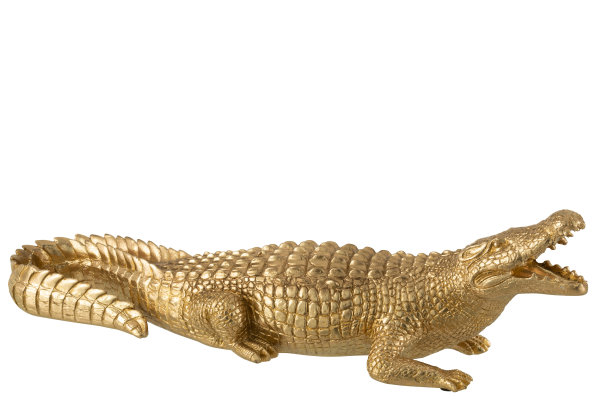 J-Line Krokodil Aligator Dschungel Goldfarbig Figur Skulptur L62 cm