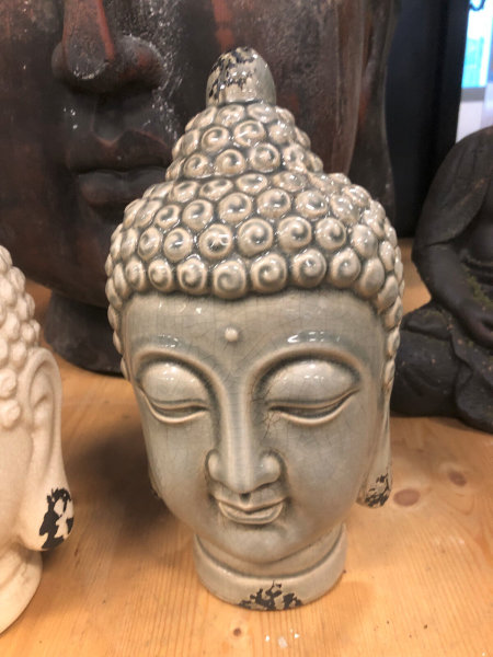 Deko Buddha Kopf H24,5 cm Keramik Anthrazit Home Garten  Trends