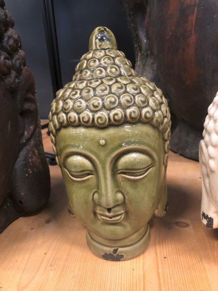 Deko Buddha Kopf H24,5 cm Keramik Dark Grün Home Garten  Trends