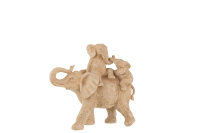 Schöne süße Elefanten Figur Mutter + 2 Kinder Knuddeln Familie Poly Beige 30 cm