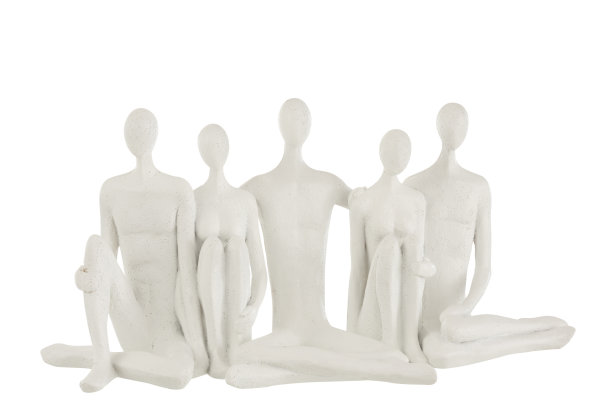 J-Line Figur 5 Gruppe Skulptur Edel Modern Poly Weiß Dekoration