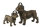 J-Line Bulldog Hund Figur Skulptur Bulldogge mit Kopfhörer Poly Dunkelbraun L28 cm