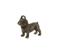 J-Line Hunde Figur Bulldogge mit Kopfhörer Poly Skulptur Dunkelbraun