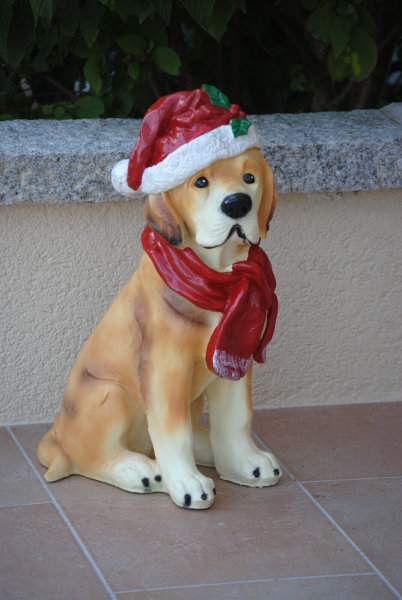Hund Figur Weihnachten Mütze Weihnachtshund Labrador Retriever H59 cm