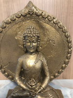 Buddha  FENG SHUI STATUE  Budda H 32 cm Figur Garten Deko Wetterfest Gold Antik