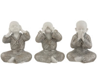 J-Line Edel 3 er Set Mönch Buddha Figur...
