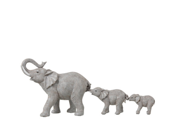 J-Line Elefanten Familie Reihe 3 Poly Figuren Grau L57 cm