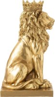 J-Line Löwe mit Krone Sitzend Poly Figur Skulptur Gold Höhe 38,5 cm
