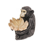 Affe Monkey Statue Figur Ablage Gold Schwarz 20 x 22 x 14 cm