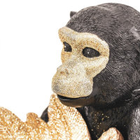 Affe Monkey Statue Figur Ablage Gold Schwarz 20 x 22 x 14 cm