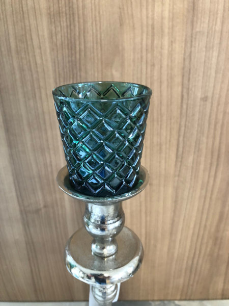 Kerzenglas Glasaufsatz Raute Grün KRÖMER Teelicht Kerzenständer Edel Angebot