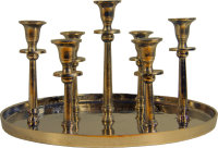 Krömer Alu Leuchter 7 erTablett Gold Antik Kerzentablett Modern
