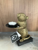 Deko Figur Maus gold Tablett Teelichthalter Kerzenständer Deko Skulptur