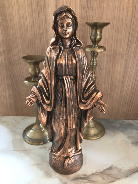 Heilige Madonna handbemalte Gold Antik Polyresinfigur H39 cm