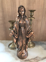 Heilige Madonna handbemalte Gold Antik Polyresinfigur H39 cm
