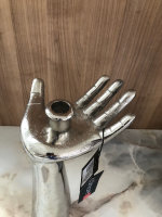 Colmore Alu Modern Kerzenhalter Hand H 35cm silberfarben Kerzenständer Stabkerze