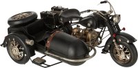 J-Line Motorrad mit Beiwagen Retro DekorationSchwarz Metall Blech