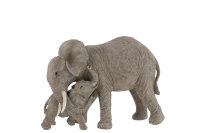 J-Line Elefant Mutter mit Kind Knuddeln Poly Figur...