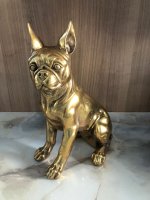 Figur Hund Bulldogge Goldfarbig Dekoobject Hound Gold H...