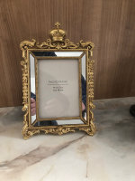 Edel einzigartig Antik Krone Barock Spiegel Fotorahmen 18x13 cm  Gold 4536