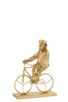 J-LIne Edel AFFE Fahrrad Figur Skulptur Poly Gold L20xB12xH27 cm