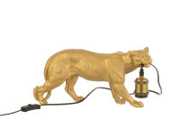 J-LIne Tier Figur Skulptur Tischlampe Lamp Puma Resin Gold L40 cm