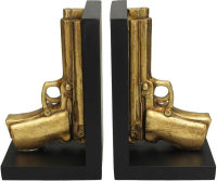 Buchstützen Revolver Pistolen Guns Gold Kersten BV 26x11x21 cm