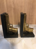 Buchstützen Revolver Pistolen Guns Gold Kersten BV 26x11x21 cm