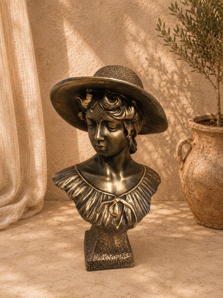 Figur Skulptur Büste Luzia Frauenbüste mit Hut Kopf Figur Frau H61 cm
