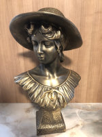 Figur Skulptur Büste Luzia Frauenbüste mit Hut Kopf Figur Frau H61 cm