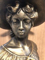 Figur Skulptur Büste Luzia Frauenbüste mit Hut Kopf Figur Frau H61 cm
