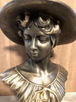 Figur Skulptur Büste Luzia Frauenbüste mit Hut Kopf Figur Frau H61 cm