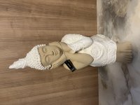J-Line Figur Skulptur Buddha Sitzend Weiß Beige H61 cm