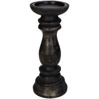 Set Kerzenständer Holz Schwarz 25 u. 15 cm für Stumpenkerzen