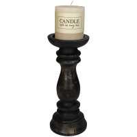 Set Kerzenständer Holz Schwarz 25 u. 15 cm für Stumpenkerzen