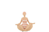 J-Line Frau Figur Yoga Sitzend Poly Orange H20 cm
