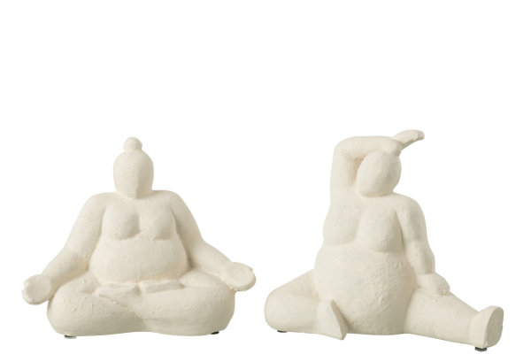 J-Line  Skulptur Figur Frau Yoga Poly Creme 2 er  SET