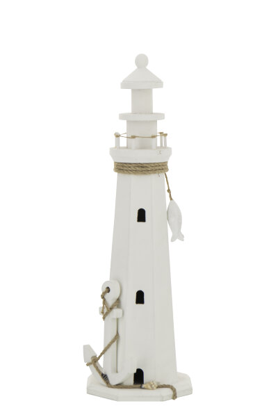 J-Line Maritime Deko Leuchtturm Meer Landhaus weiss 53 cm  aus Holz