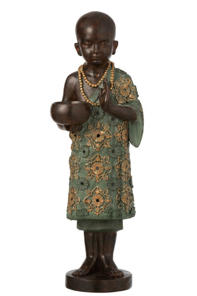 J-Line Buddha Mönch stehend Edel Grün/Gold H58 cm
