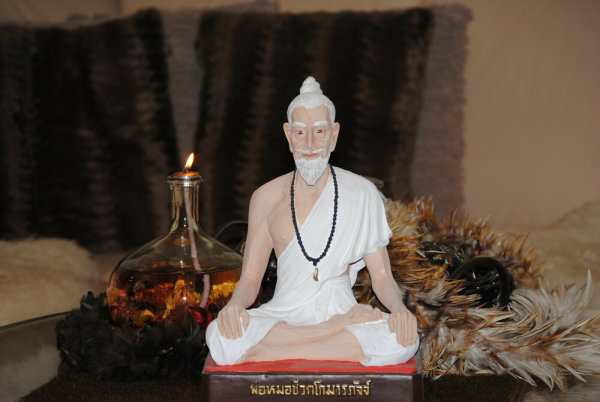 Buddha Mönch Guru Figur weiss H32 cm New Feng shui Top #1