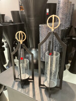 Colmore Windlicht mit gehämmertem Glas MATT SCHWARZ  H47 cm