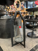 Colmore Windlicht mit gehämmertem Glas MATT SCHWARZ  H47 cm