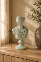 J-Line Antik Griechische Frauenbüste Figur Skulptur aus Polyresin, Minzgrün, 33 cm hoch
